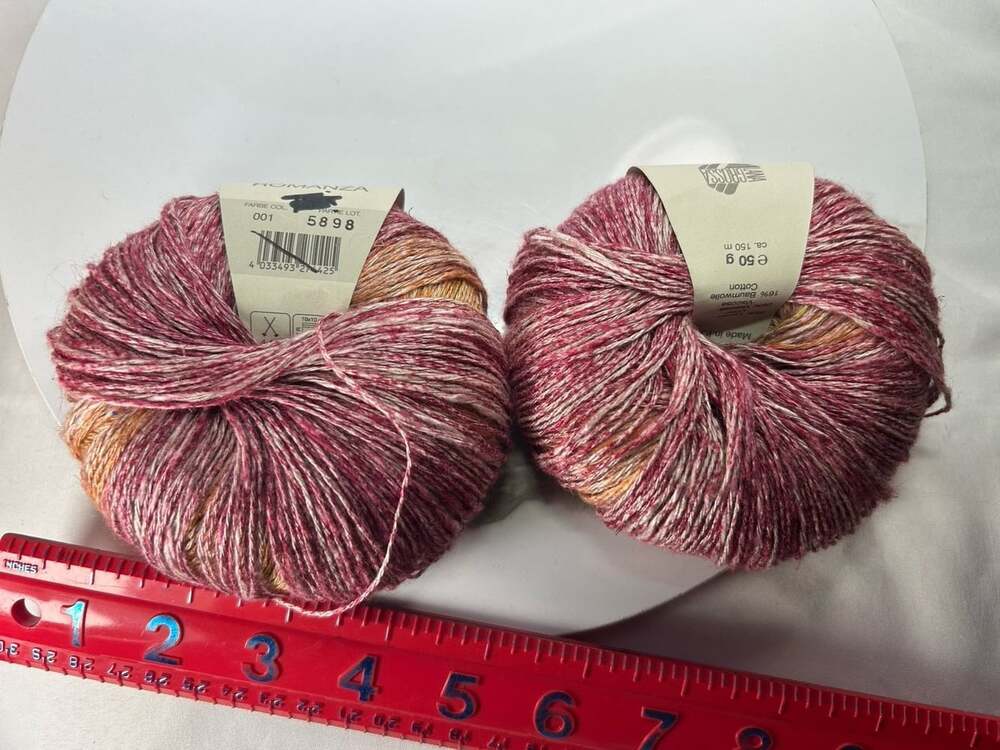 Linea Pura Romanza Linen Skien of Yarn lot of 2 berry color 3.8 oz